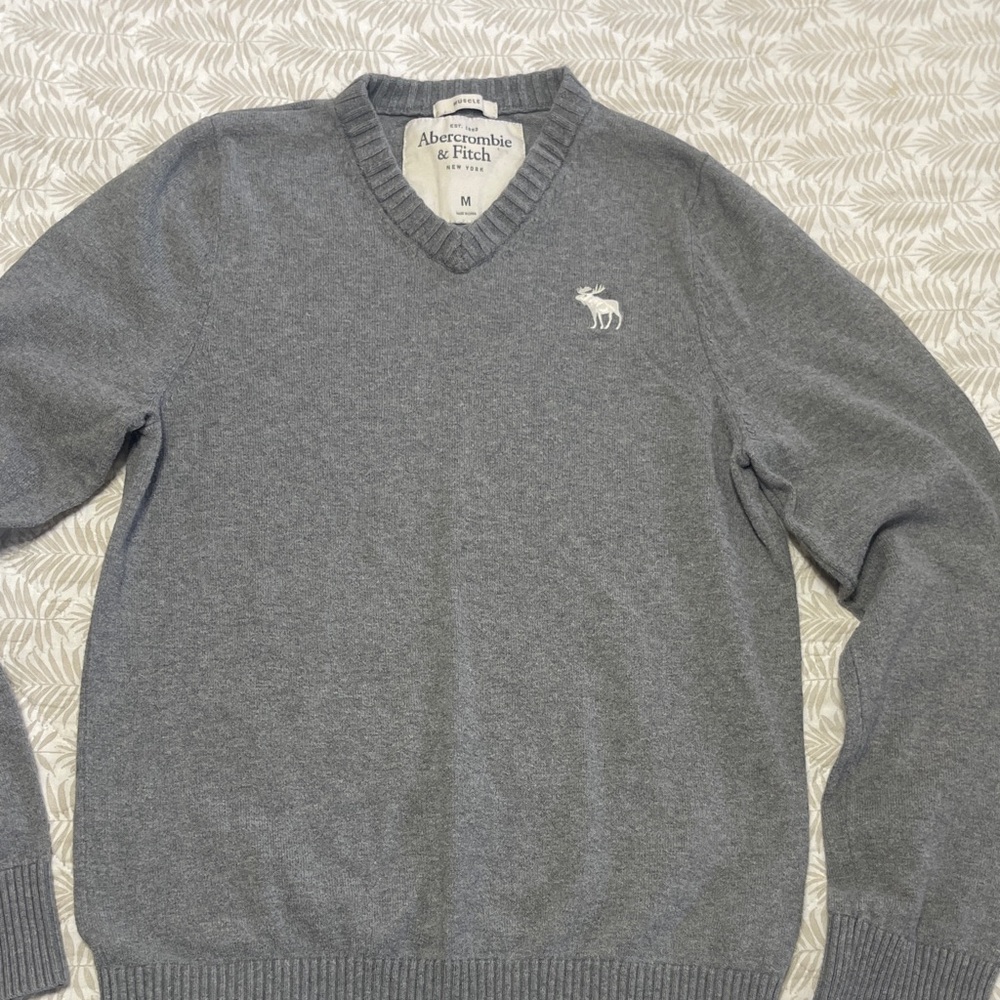 Abercrombie & Fitch Charcoal V-Neck Sweater